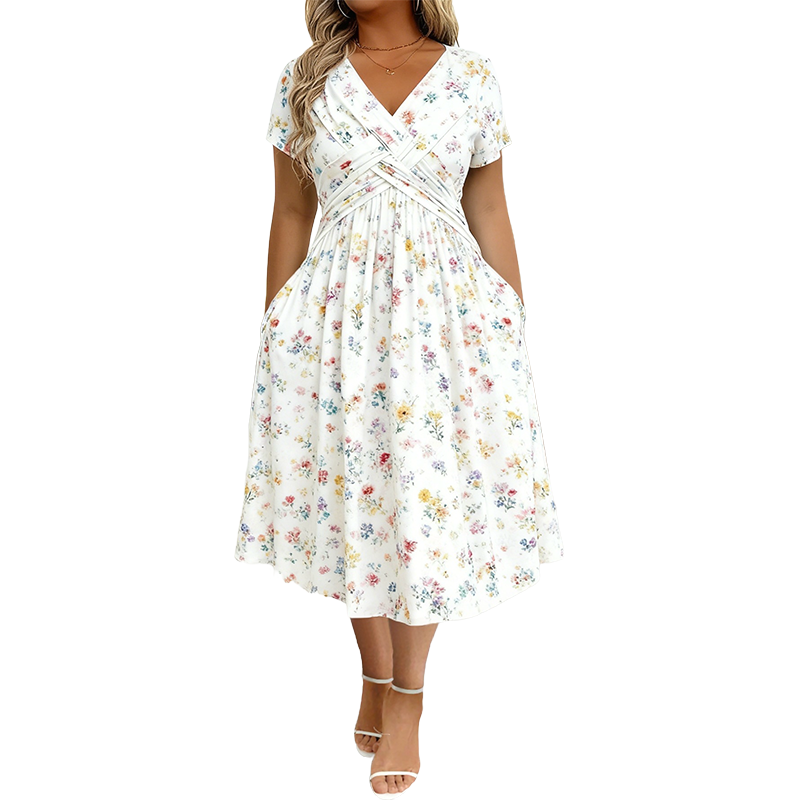 Limited Stock! 50% Off Hot Sale Ongoing🌺Women's V-Neck Floral Print Dress with Twist Waist