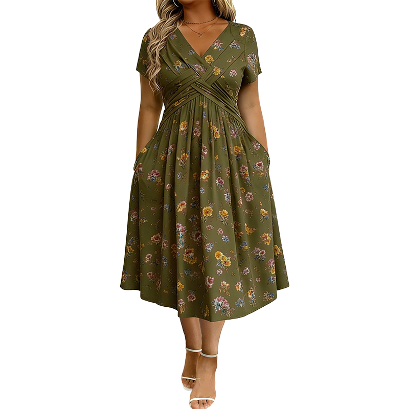 Limited Stock! 50% Off Hot Sale Ongoing🌺Women's V-Neck Floral Print Dress with Twist Waist