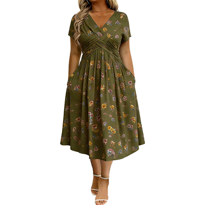 Limited Stock! 50% Off Hot Sale Ongoing🌺Women's V-Neck Floral Print Dress with Twist Waist