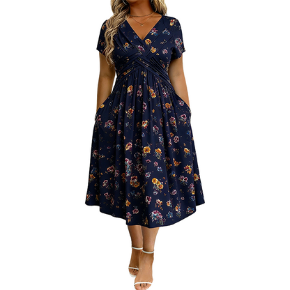 Limited Stock! 50% Off Hot Sale Ongoing🌺Women's V-Neck Floral Print Dress with Twist Waist