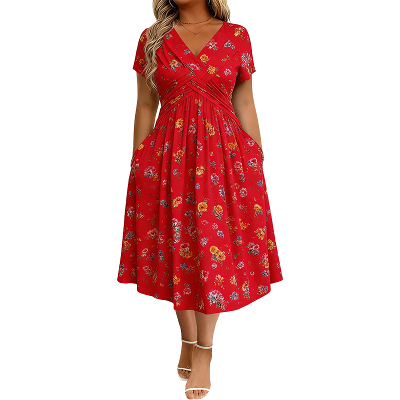Limited Stock! 50% Off Hot Sale Ongoing🌺Women's V-Neck Floral Print Dress with Twist Waist